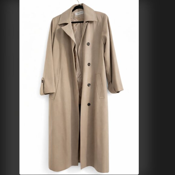 Vintage Calvin Klein Classic Trench Coat Neutral Beige Size 10 - Picture 2 of 7